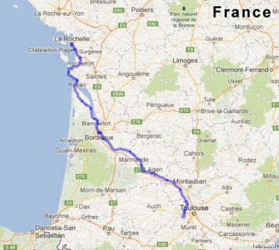 Itinéraire La Rochelle - Toulouse